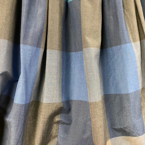 Lands‎ End Canvas Silk Blend Checkered Skirt Womens 0 Blue Grey Preppy School - Picture 10 of 15